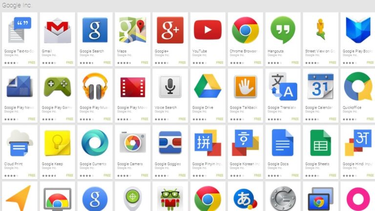 google all apps list