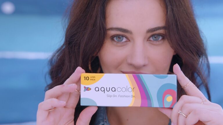 aqua color contact lenses ad model name
